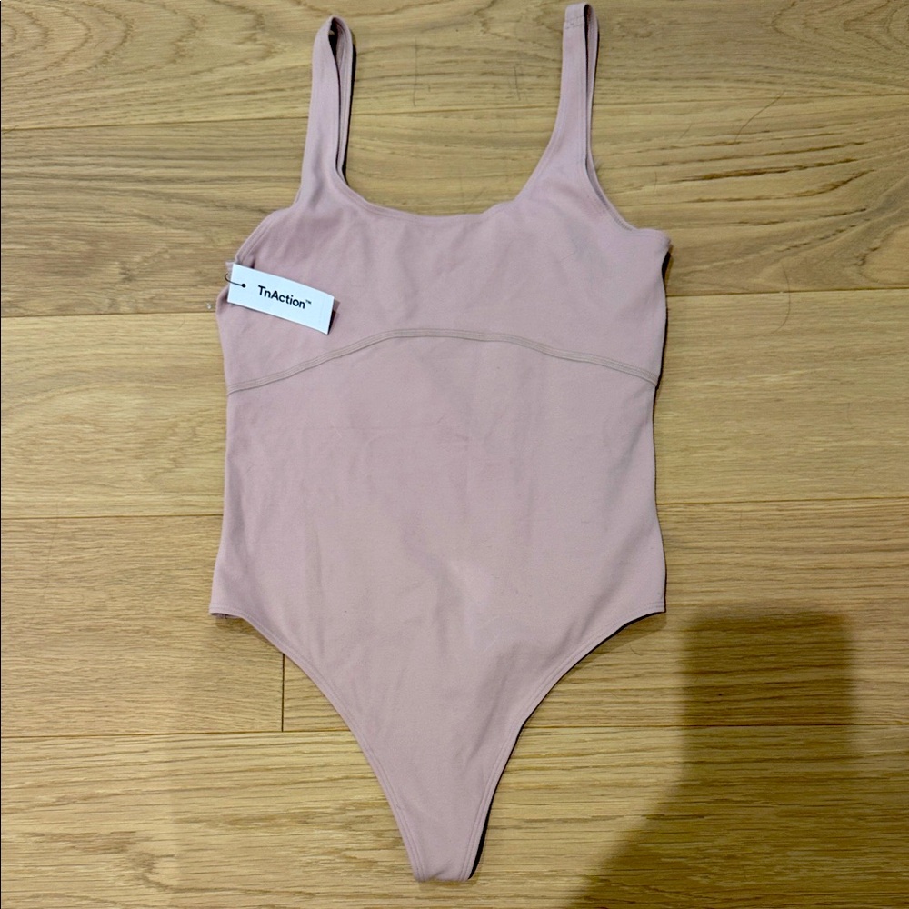 Aritzia TnAction Bodysuit G String Scoop Sleeveless Neck Minimalist Blush